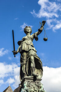 Justitia, a monument in Frankfurt, Germany